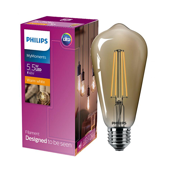 Светодиодная лампа PHILIPS LEDClassic 5,5W E27 600Lm 825 ST64 CL_G NDAPR (929001941808), 100022492