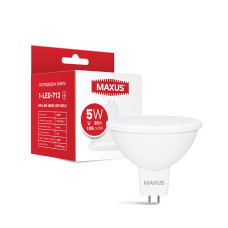 Светодиодная лампа MAXUS MR16 5W 525Lm 3000K 220V GU5.3 Frosted (1-LED-713)