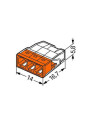 Клема швидкого монтажу WAGO COMPACT для розподіляючих коробок 3X2,5, прозора/помаранчева., без пасти (2273-203) , 100022467