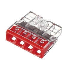 Клемма быстрого монтажа WAGO COMPACT для расспред.коробок 4X2,5, прозрач/красн, без пасты (2273-204)