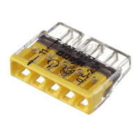 Клема швидкого монтажу WAGO COMPACT для розподіляючих коробок 5X2,5, прозора/жовта, без пасти(2273-205)