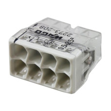 Клемма быстрого монтажа WAGO COMPACT для расспред.коробок 8X2,5, прозрач/серая, без пасты (2273-208)