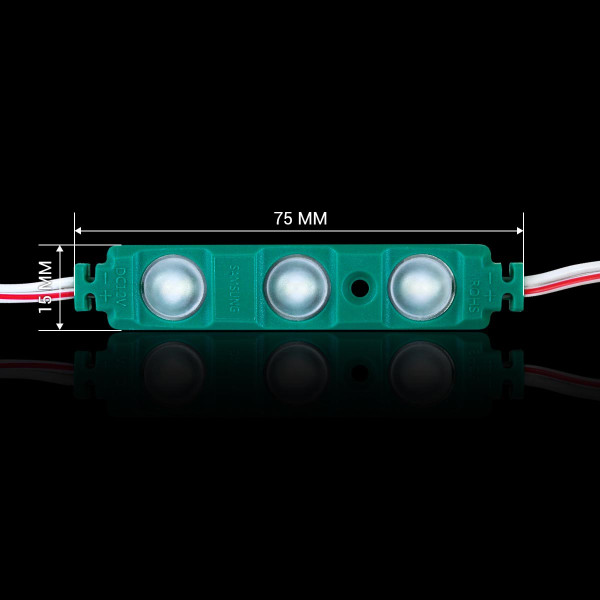 Светодиодный модуль BRT XG193 5630-3 1,5W DC 12V IP65 зелёный с линзой (XG193 LM-12-1.5-5630-7515), 100014573