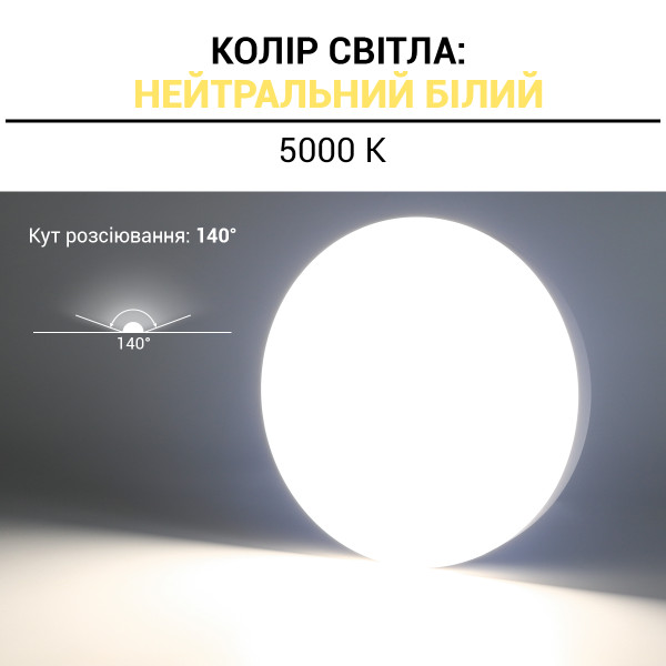 Світильник світлодіодний Biom NL 230V 24W 5000К IP20 білий (NL-1-R24-W-5) , 100025789