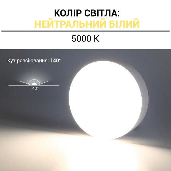 Світильник світлодіодний Biom NL 230V 6W 5000К IP20 білий (NL-1-R6-W-5) , 100025786