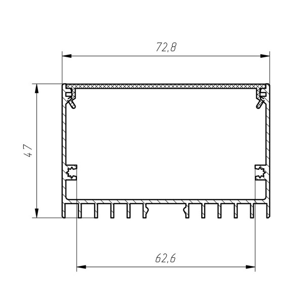 Профиль алюминиевый LED ЛС70 (палка 2м), 1м (LS-70 (2м)), 100001618