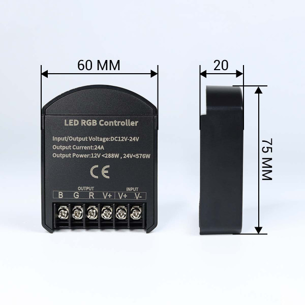 Контроллер RGB OEM 24A (8A*3кан) DC 12-24V RF черный (C-24-RF8-T-B), 100025610