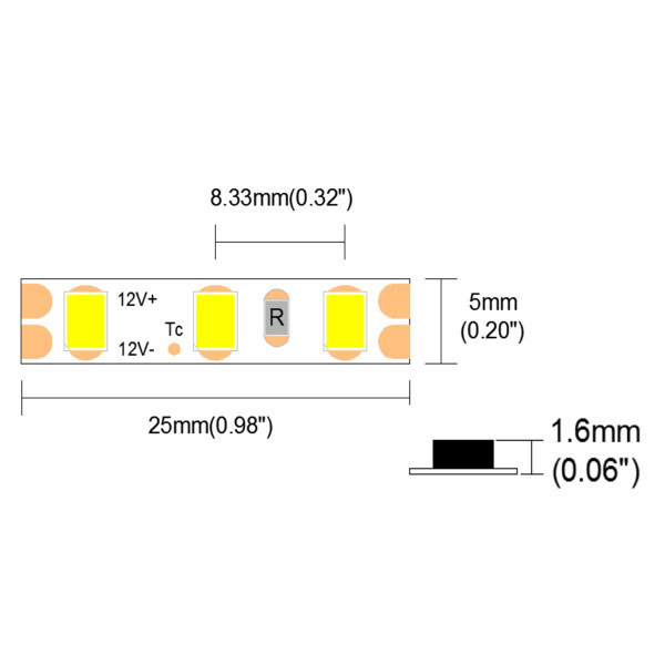 Світлодіодна стрічка COLORS 120-2835-12V-IP20 9,6W 800Lm 4000K 5м (D8120-12V-5mm-NW) , 100022237