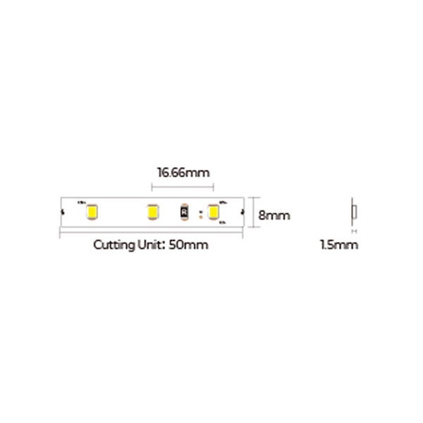 Світлодіодна стрічка COLORS 60-2835-12V-IP20 4,8W 520Lm 4000K 5м (DJ60-12V-8mm-NW) , 100022213