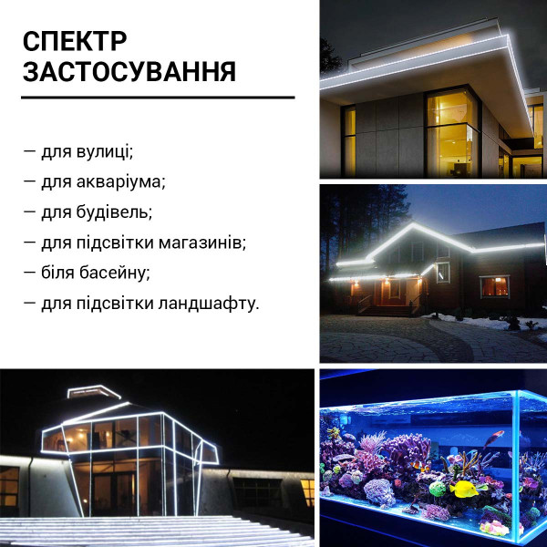 Светодиодная лента RISHANG 120-2835-12V-IP67 8,6W 630Lm 6500К 5м (RN32C0TA-B-W), 100022419