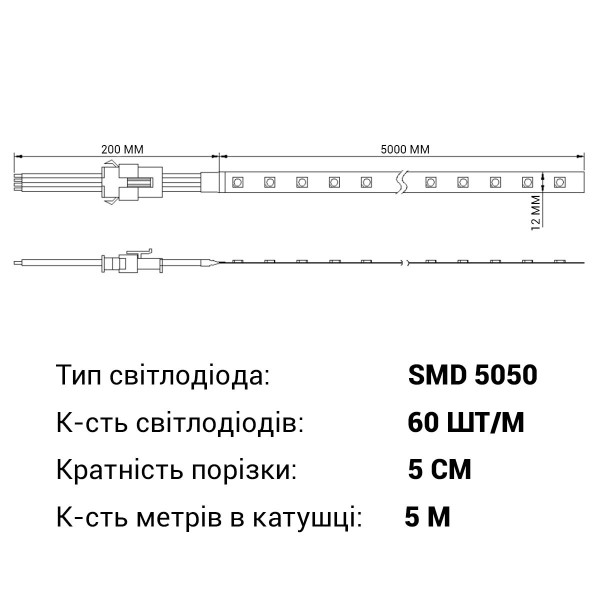 Светодиодная лента RISHANG 60-5050-12V-IP67 13,2W RGB 5м (RD3260AQ-RGB), 100022382