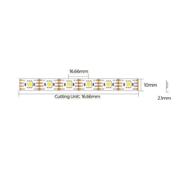 Світлодіодна стрічка Smart SPI COLORS 5050-60-12V-IP20 6000K 8.4W 5м (DS560-12V-10mm-W) , 100028252