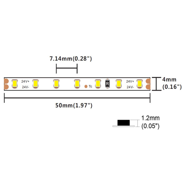 Світлодіодна стрічка COLORS 140-2216-24V-IP20 7,2W 710Lm 4000K 5м (D6140-24V-4mm-NW) , 100022163