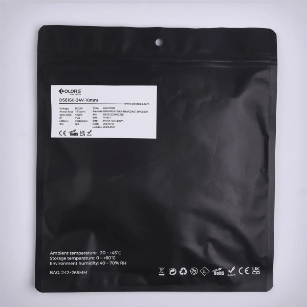 Світлодіодна стрічка COLORS 160-2835-24V-IP20 18W 2500Lm 4000K 5м (DS8160-24V-10mm-NW) , 100022193