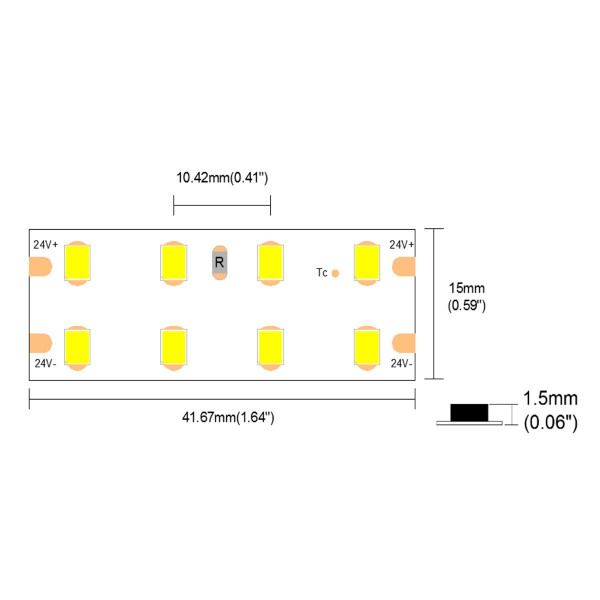 Світлодіодна стрічка COLORS 192-2835-24V-IP20 22W 2810Lm 3000K 4м (D8192-24V-15mm-WW) , 100022201
