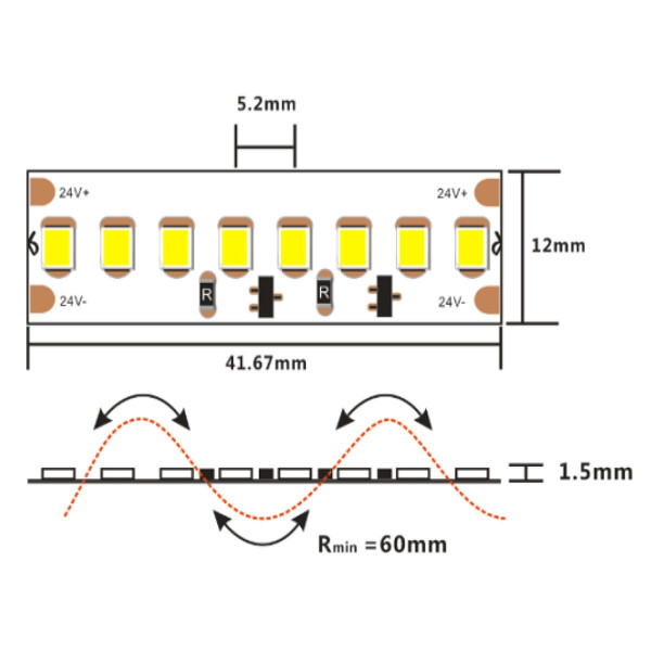 Світлодіодна стрічка COLORS 192-2835-24V-IP20 29W 3700Lm 4000K 5м (DS8192-24V-12mm-NW) , 100022203