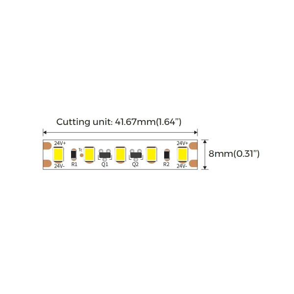 Світлодіодна стрічка COLORS 2835-120-24V-IP20 9.6W 700Lm 3000K 20м (DJS120-24V-8mm-WW_20) , 100028314