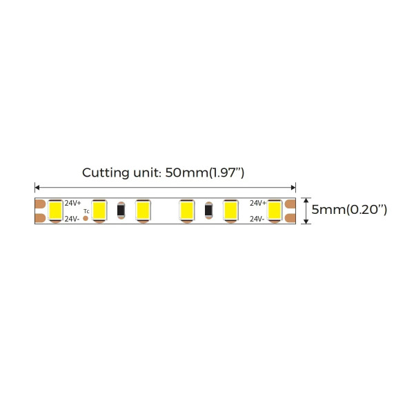 Світлодіодна стрічка COLORS 2835-120-24V-IP20 9.6W 910Lm 4000K 5м (DJ120-24V-5mm-NW9) , 100026120
