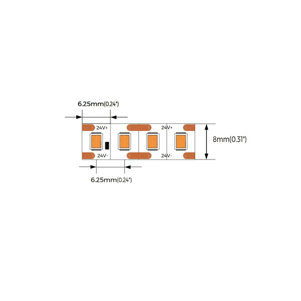 Світлодіодна стрічка COLORS 2835-160-24V-IP20 9.6W 1390Lm 4000K 5м (CR8160-24V-8mm-NW) , 100028242