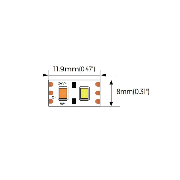 Світлодіодна стрічка COLORS 2835-168-24V-IP20 18W 2305Lm 2700+6000K 5м (C8168-24V-8mm-SWW) , 100028318