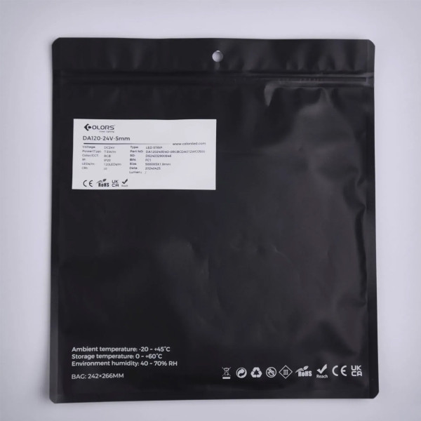 Світлодіодна стрічка COLORS 3838-120-24V-IP20 7.5W 290Lm RGB 5м (DA120RGB-24V-5mm) , 100028206