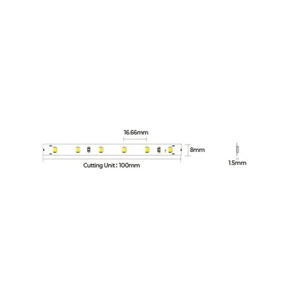 Світлодіодна стрічка COLORS 60-2835-24V-IP20 4,8W 460Lm 3000K 5м (DJ60-24V-8mm-WW) , 100022216