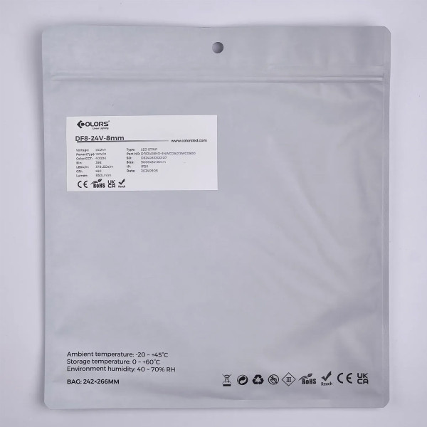 Світлодіодна стрічка COLORS COB-24V-IP20 10W 1300Lm 4000K 5м (DF8-24V-8mm-V1-NW) , 100028273