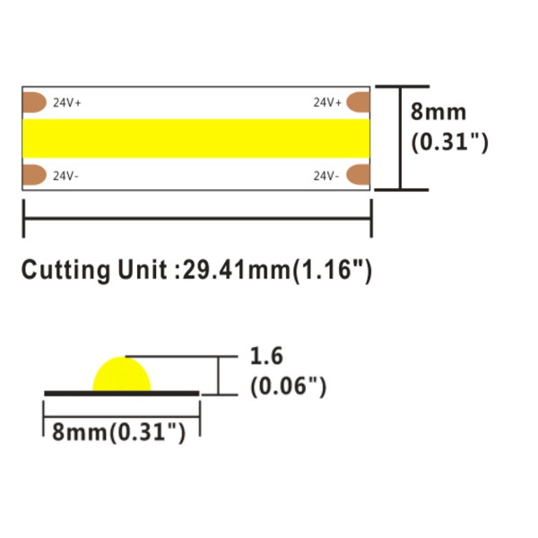 Світлодіодна стрічка COLORS COB-24V-IP20 16,8W 1470Lm 4000K 5м (DF15-24V-8mm-NW) , 100022260