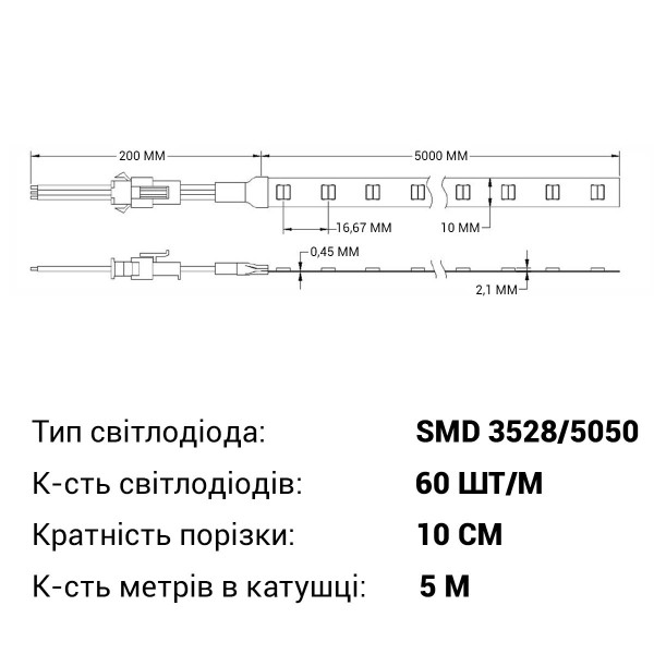 Светодиодная лента RISHANG 60-3528/5050-24V-IP33 10,8W 920+970Lm 2700+6500К 5м (RD0060AC-B-SW-W), 100022337