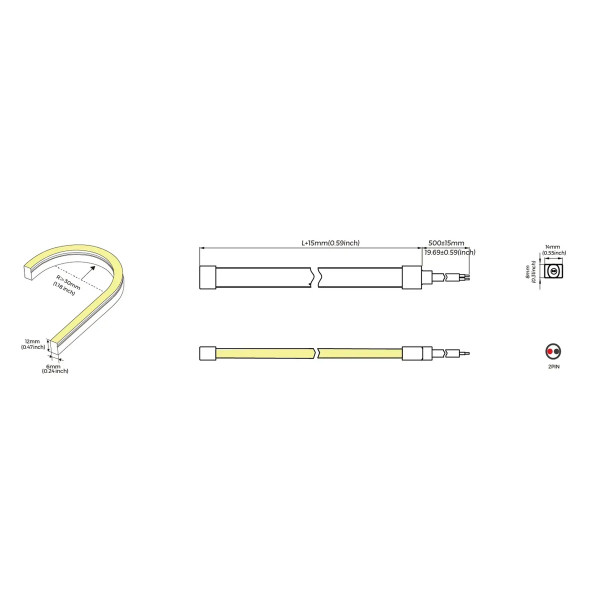 Гнучкий неон COLORS 24V IP65 8.8W 330Lm 3000K 5м (NJS0612-WW) , 100028358