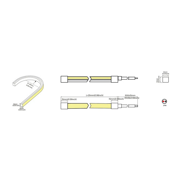 Гнучкий неон COLORS 24V IP65 8.8W 568Lm 3000K 5м (NJT1010-WW) , 100028360