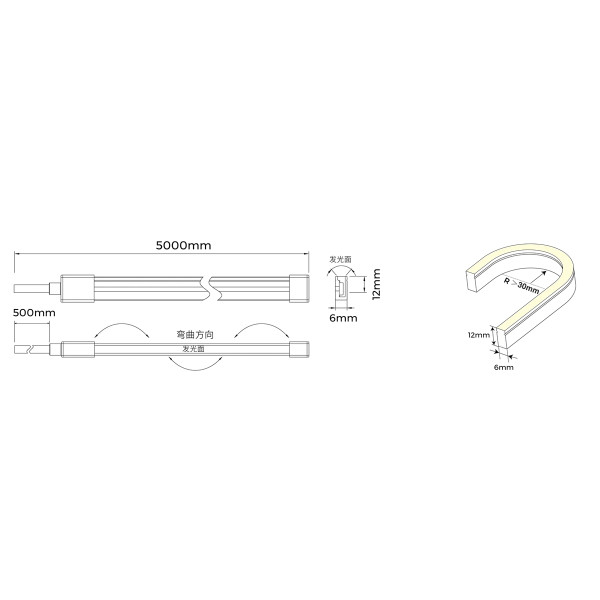Гнучкий неон COLORS 24V-IP67 9.6W 280Lm 4000K 1м (NMS0612-NW) , 100022292