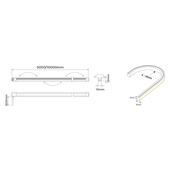 Гнучкий неон COLORS 24V IP67 9.6W 690Lm 4000K 5м (NMT1312-PRO-NW) , 100028349