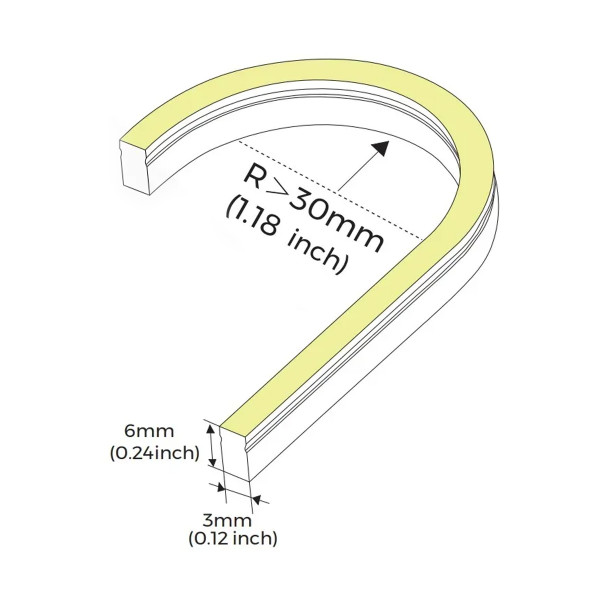 Ультратонкий гнучкий неон COLORS 24V IP54 7.2W 235Lm 3000K 5м (NMS0306-WW) , 100028355