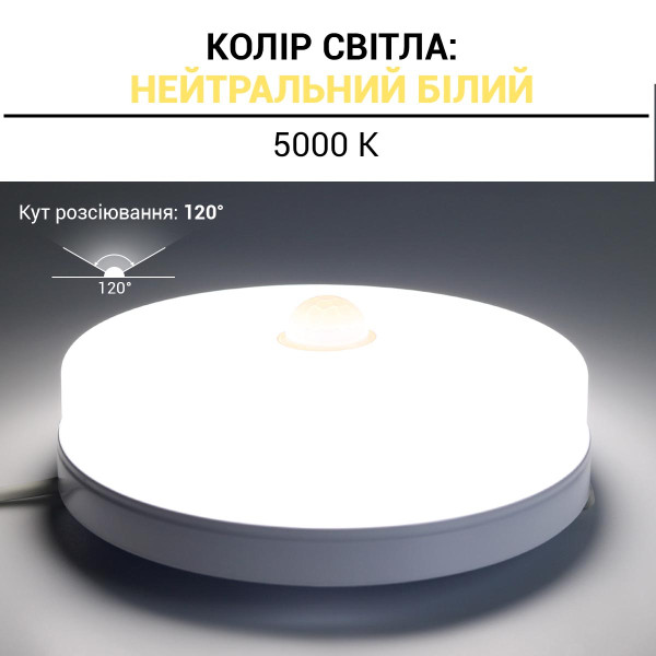 Накладной светильник Biom BY 220V 18W 5000K 1600Lm IP33 Матовый (Frosted) (BYR-04-18-5-IR), 100023417