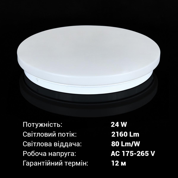 Накладной светильник Biom DECOLIGHT 220V 24W 5000K 2160Lm IP20 Матовый (Frosted) (DL-R102-24-5), 100023291