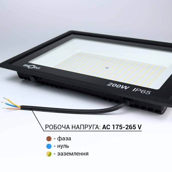 Светодиодный прожектор BIOM S6 230V 200W 6200К IP65 (S6-SMD-200-Slim 6200К), 100024505