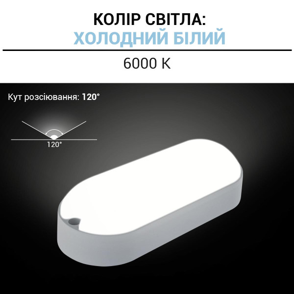 Накладной светильник Biom MPL 220V 12W 6000K 1080Lm IP65 Матовый (Frosted) (MPL-О12-6), 100017816