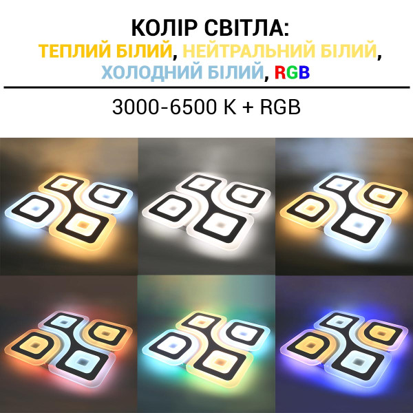 Накладной светильник Biom SMART RGB 220V 140W RGB + 3000-6500K 7500Lm IP20 Матовый (Frosted) (SML-S30-140-A-RGB), 100021709