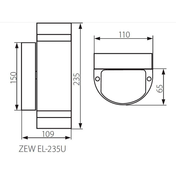 Настенный уличный светильник KANLUX Zew EL-235U-GR (22443), 100013356