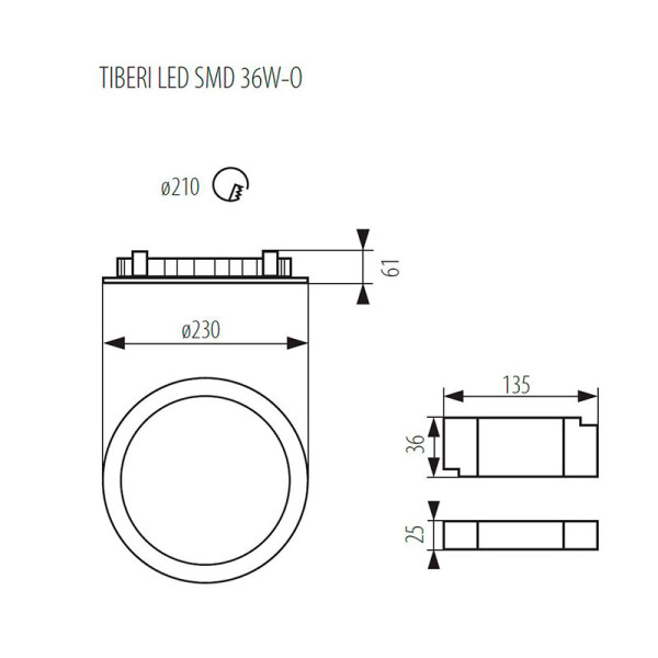 Стельовий світильник KANLUX Tiberi LED SMD 36W-O (25511) , 100013229