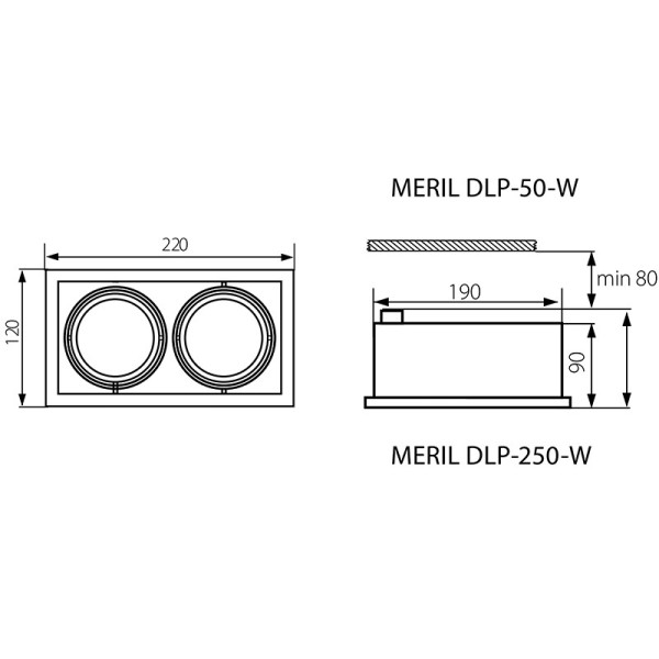 Точковий світильник KANLUX Meril DLP-250-W (26481) , 100012912