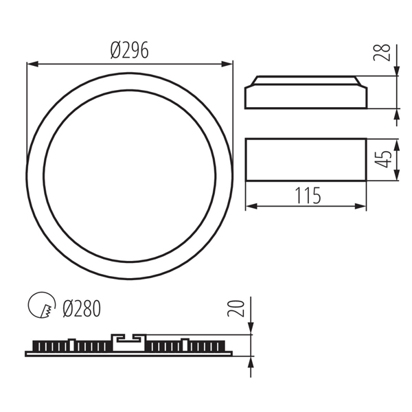 Світильник KANLUX типу downlight ROUNDA V2LED24W-NW-W (28936) , 100024610