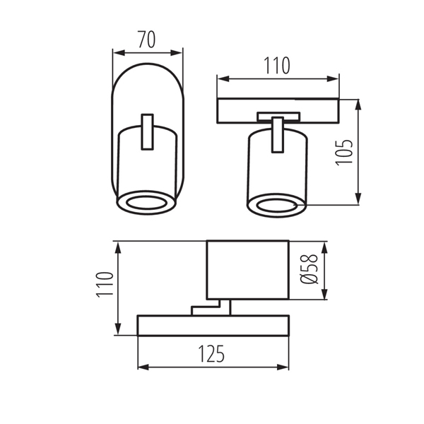 Точечный светильник KANLUX LAURIN EL-1O B (29121), 100024639
