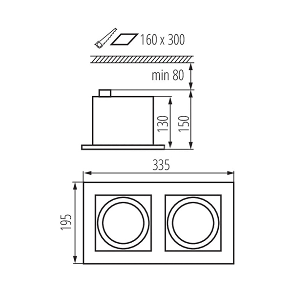 Точковий світильник KANLUX Mateo ES DLP-250-B (32932) , 100024743