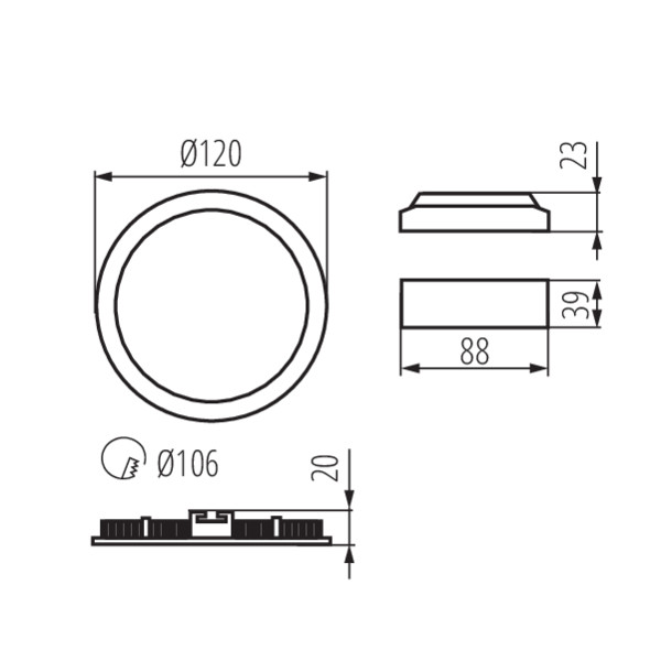 Светодиодный светильник KANLUX downlight ROUNDA V2LED 6W-WW-B (33562), 100024821