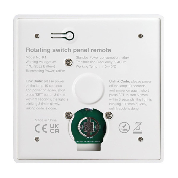 Панель керування Mi-light Single White, Tunable white бездротова, ротаційна 1 зона White (BL-K1) , 100024026