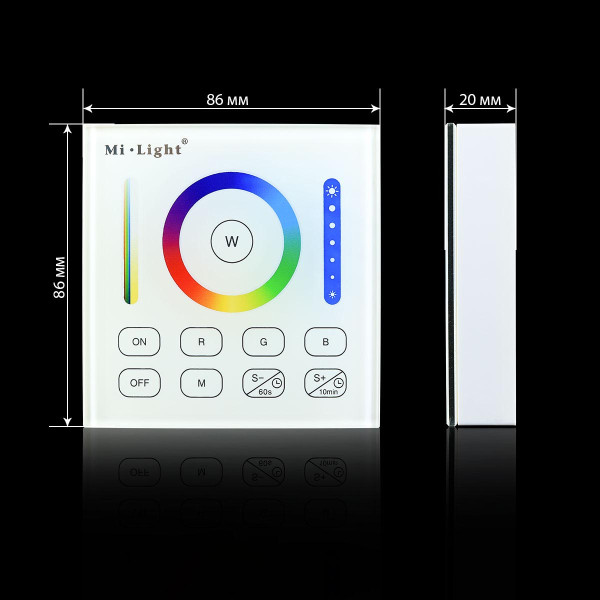 Панель управления Mi-light RGB/RGBW/CCT Touch контроллер 2,4G RF 1 зона White B0 (BL0), 100014063