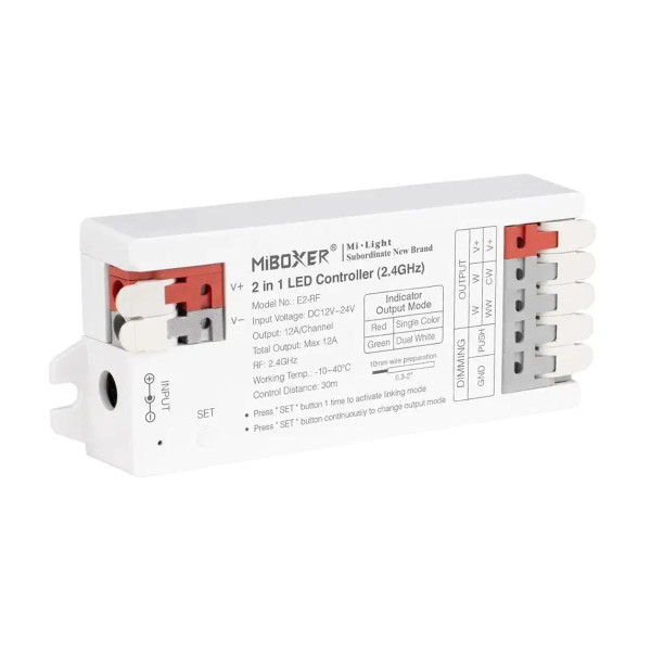 Контроллер Mi-light tunable white W+CCT 2 в 1 12А 2,4G RF DC12/24V (E2-RF), 100024041