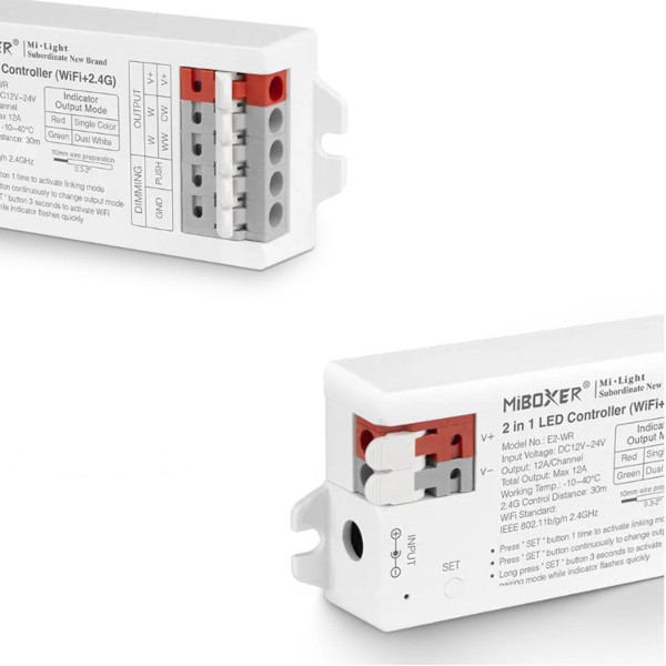 Контроллер Mi-light tunable white W+CCT 2 в 1 12А DC12/24V 2,4G ZigBee +RF (E2-ZR), 100024037